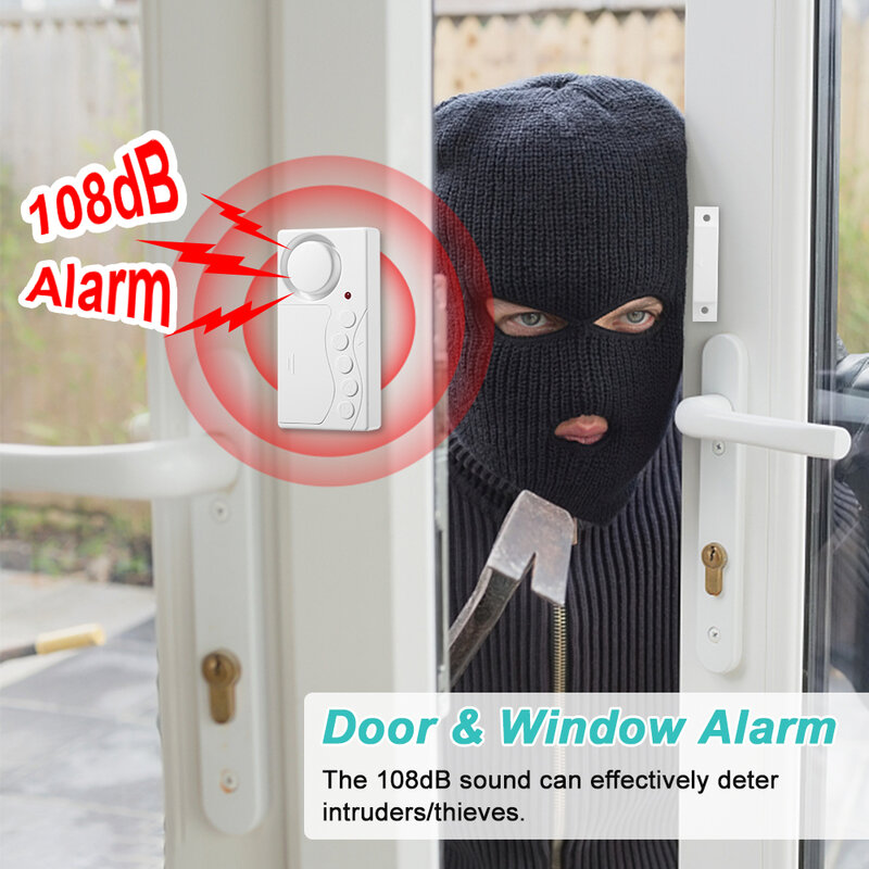 Wsdcam 4 in1 zamrażarka dzwonek do drzwi zabezpieczenie okna Alarm 108 dB głośny Alarm czujnik otwarcia drzwi regulowany opóźnienie Alarm lodówki