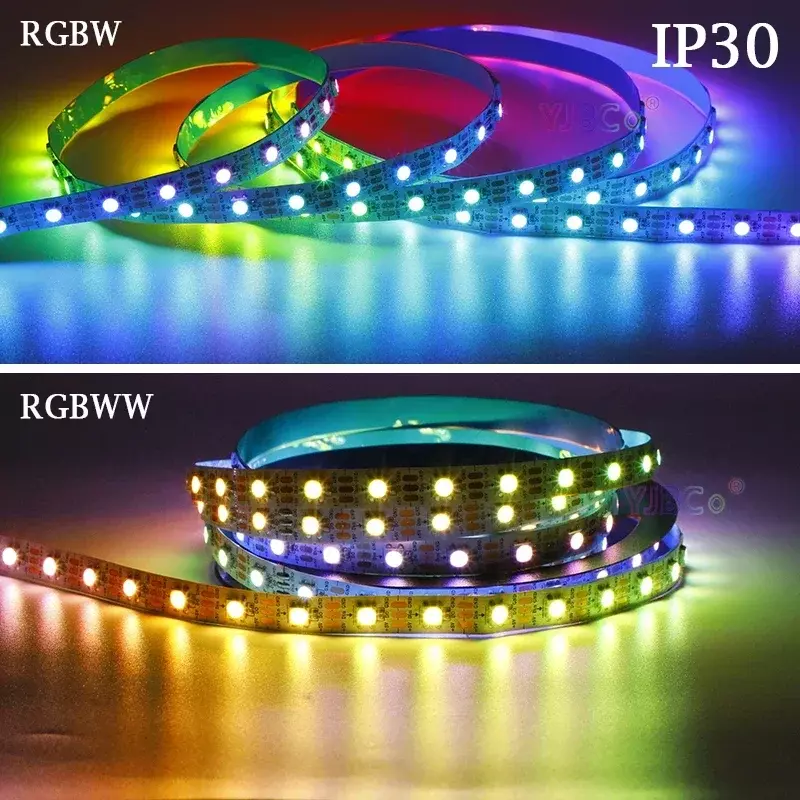 Indirizzabile 4 colori in 1 striscia LED RGBW RGBWW SMD 5050 RGB + W/WW pixle IC SK6812 nastro luminoso 30/60/144 LED/m 5V barra lampada flessibile