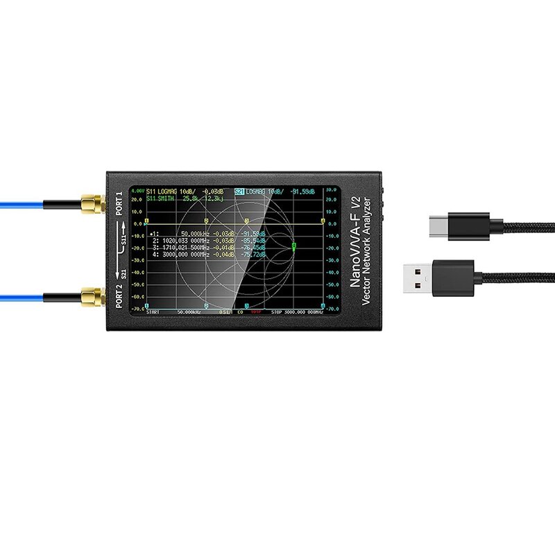 Векторный анализатор сети NanoVNA-F V2, 50 кгц-3 ГГц, анализатор антенны HF, VHF, UHF, VNA, 4,3 дюйма, 5000 мАч