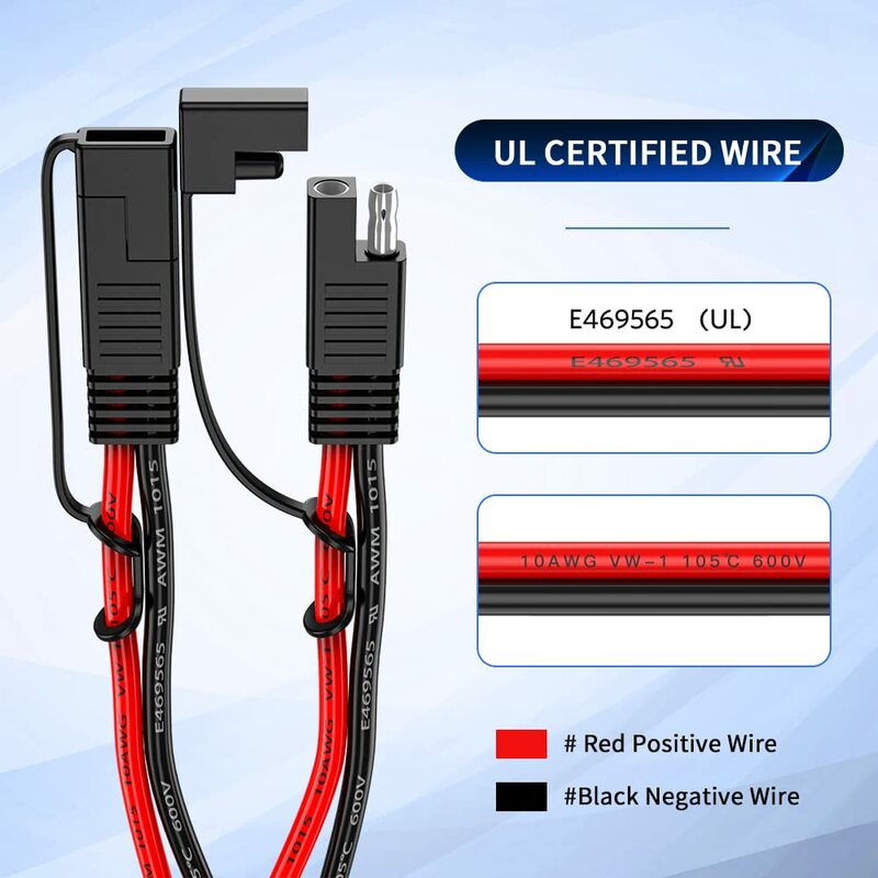 Extractme 10AWG 1 do 2 SAE do SAE kabel przedłużający SAE DC moc samochodowa kabel Adapter wtyczka SAE do ładowarka do baterii słonecznej