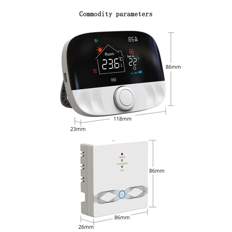 Programmable Child Lock Energy Saving Tuya RF433 Wireless Temperature Controller Wiring Free Gas Wall Mounted Furnace Thermostat