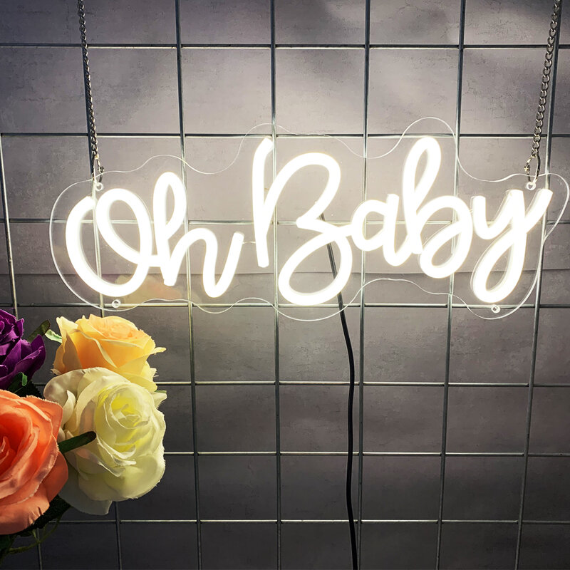 Oh, baby, neon, birthday decorations, party neon, adjustable warmlightLetters Neon Bar Signs Light Up Wall Decor for Teen Boys