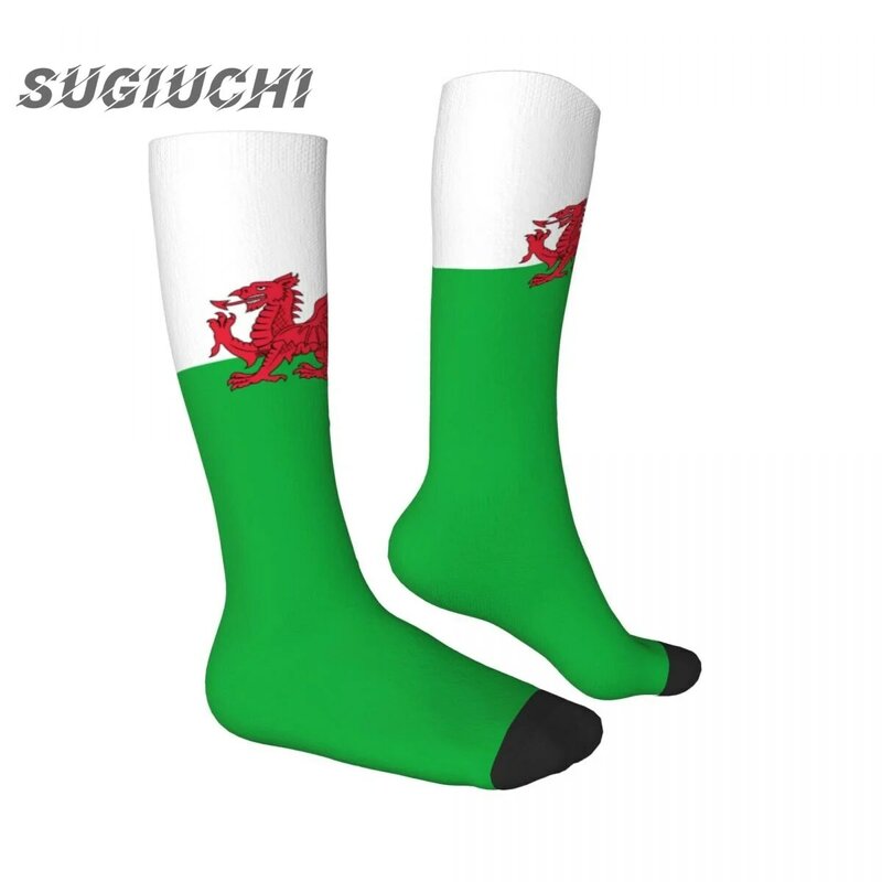 Wales Cymru Flagge Polyester 3d bedruckte Socken für Männer Frauen lässig hochwertige Kawaii Socken Straße Skateboard Socken