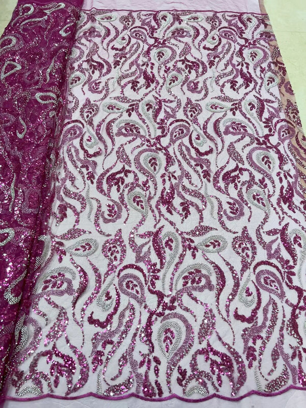 2024 Высококачественная африканская Кружевная Ткань 5 ярдов кружевная цветная вышивка блестками французская Свадебная сетчатая ткань для женских платьев