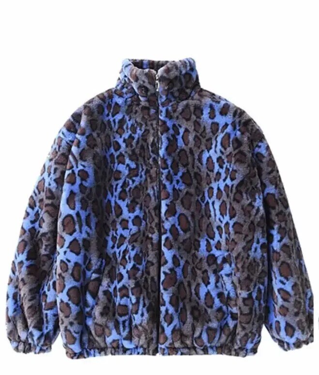 Abrigo corto holgado de pelo de cordero cálido para mujer, abrigo de felpa de piel de leopardo, talla grande, versión coreana, invierno, 2023