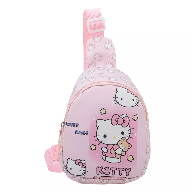 Новинка 2024, Детская сумка Hello Kitty, симпатичная нагрудная сумка с мультипликационным рисунком для мальчиков и девочек, модный рюкзак через плечо