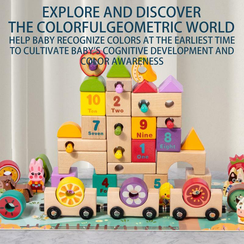 Zestaw klocków kształt pasujące drewniane złożone klocki budowlane zabawka Puzzle klocki wczesne zabawki edukacyjne dla dzieci