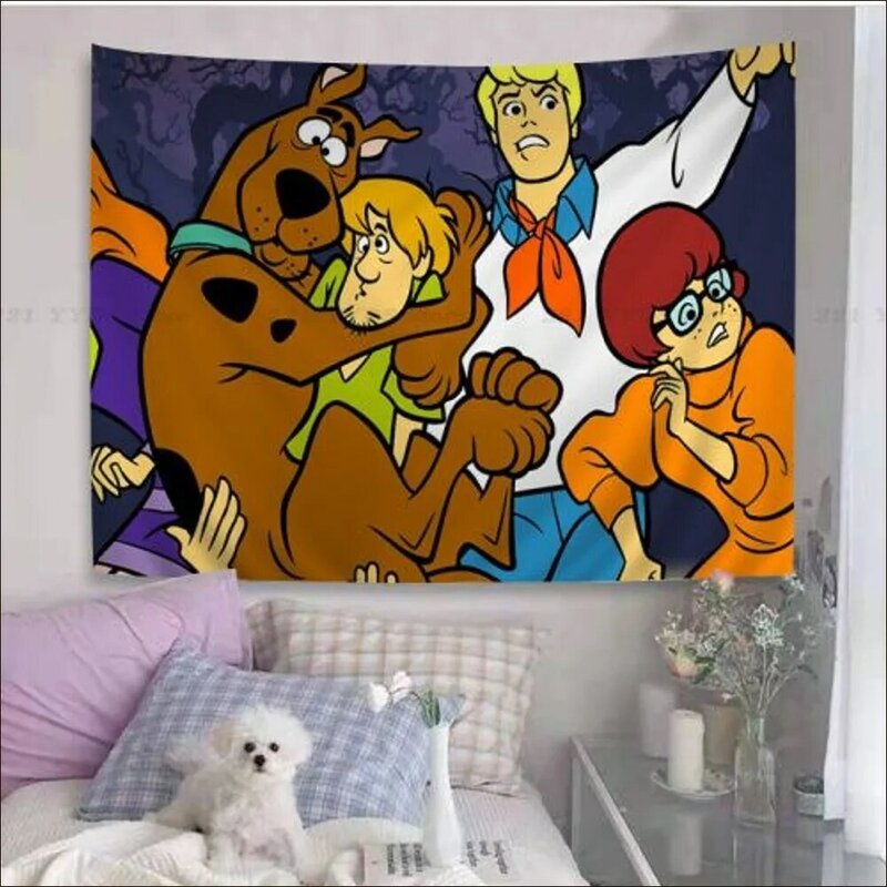 S-Scooby Anime Doo พรมที่มีสีสันพรมแขวนผนังแบบโบฮีเมียนผ้าแขวนผนังลายแมนดาลา
