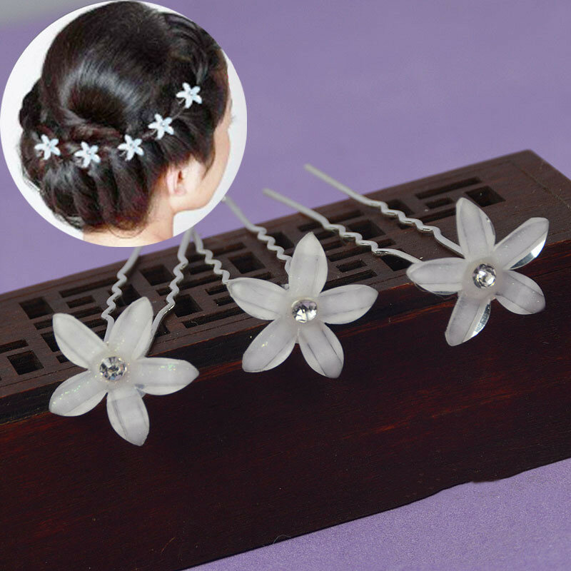 Moda venda 10 pçs flor cristal strass ushaped hairpin grampo de cabelo feminino casamento nupcial headdress jóias acessórios para o cabelo