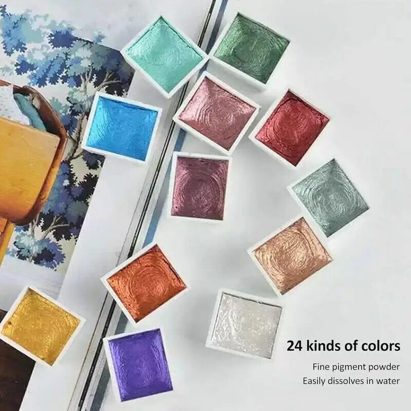 Set cat warna 24 campuran, peralatan melukis seni multifungsi warna alami untuk kerajinan seni kuku kaligrafi DIY