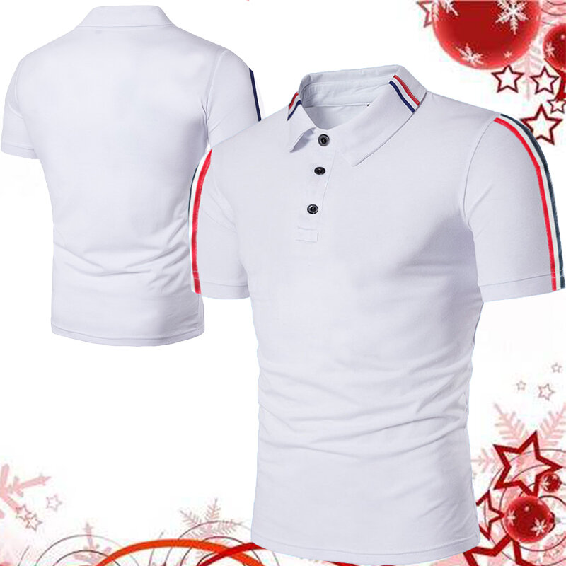 Verão offset de alta qualidade camisa polo masculina de manga curta camiseta de lapela fina cor sólida negócios