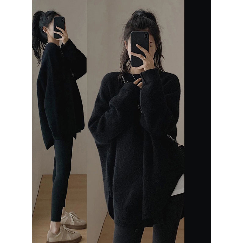 Jersey de punto para mujer, suéter holgado y grueso, ropa de exterior informal, tops de moda coreana, otoño e invierno, 2022