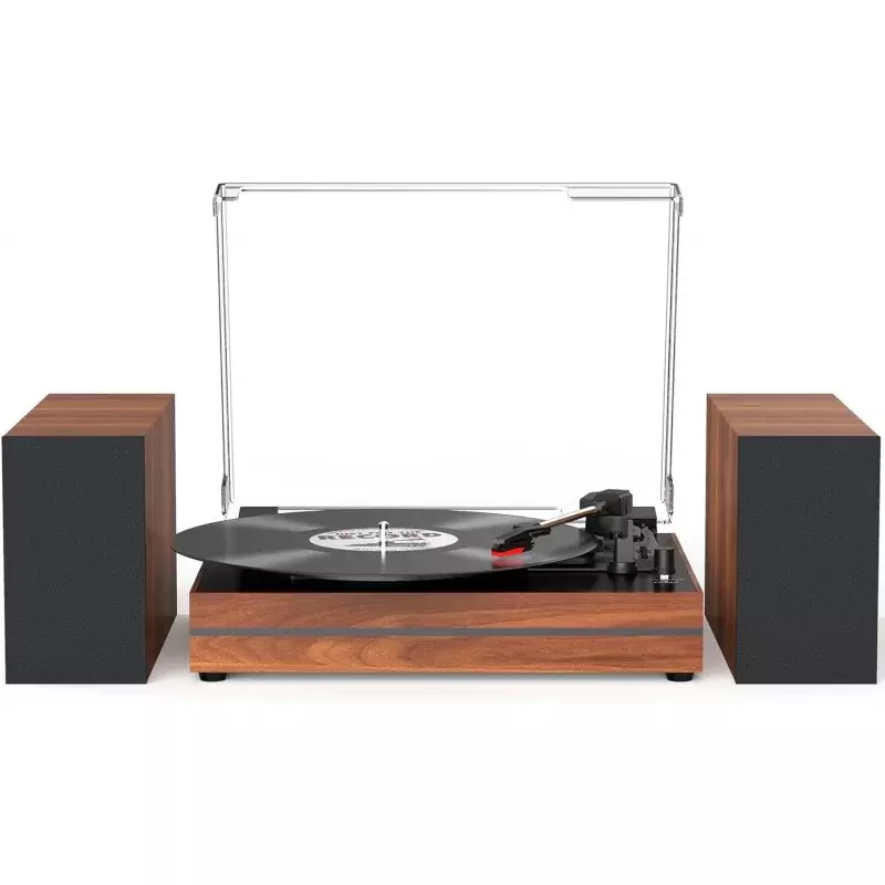 Gramofon Vintage z zewnętrznymi głośnikami gramofon z napędem pasowym do płyt winylowych podwójny głośniki Stereo LP odtwarzacze obsługują 3 Sp