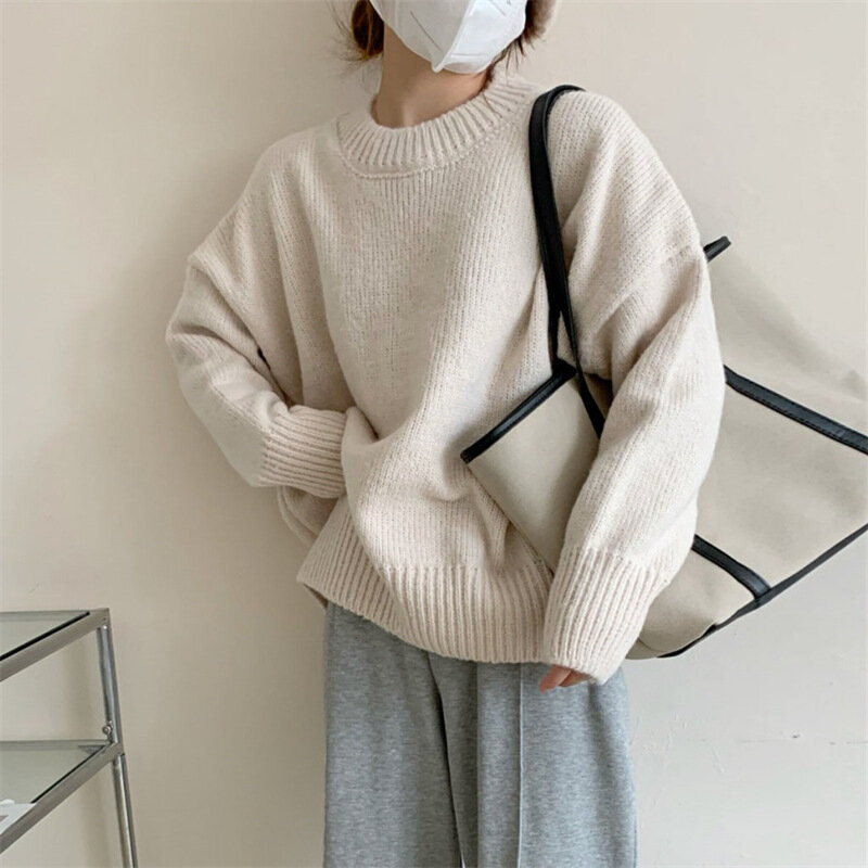 CNANOO-Jersey de punto de gran tamaño para mujer, Jersey elegante de algodón, minimalista, elegante, para otoño e invierno, 2022