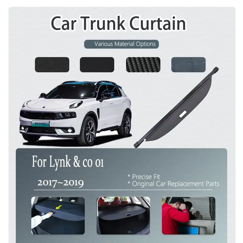 Penutup tirai bagasi belakang mobil untuk Lynk & co 01 2017 2018 2019 tempat berlindung partisi rak penyimpanan dapat ditarik