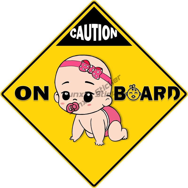 BULPN Baby GIRL On Board – Vehicle Sticker  Water Resistant, UV, Heat and Fade Resistant. Safety Sign for All Kinds of Vehicles