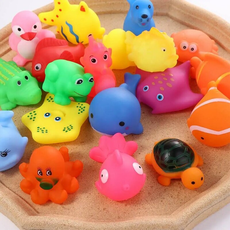 Regalo divertente bambini morbidi animali colorati suono giocattoli da bagno striduli galleggiante doccia giocattolo nuoto giocattoli d'acqua giocattoli da bagno per bambini