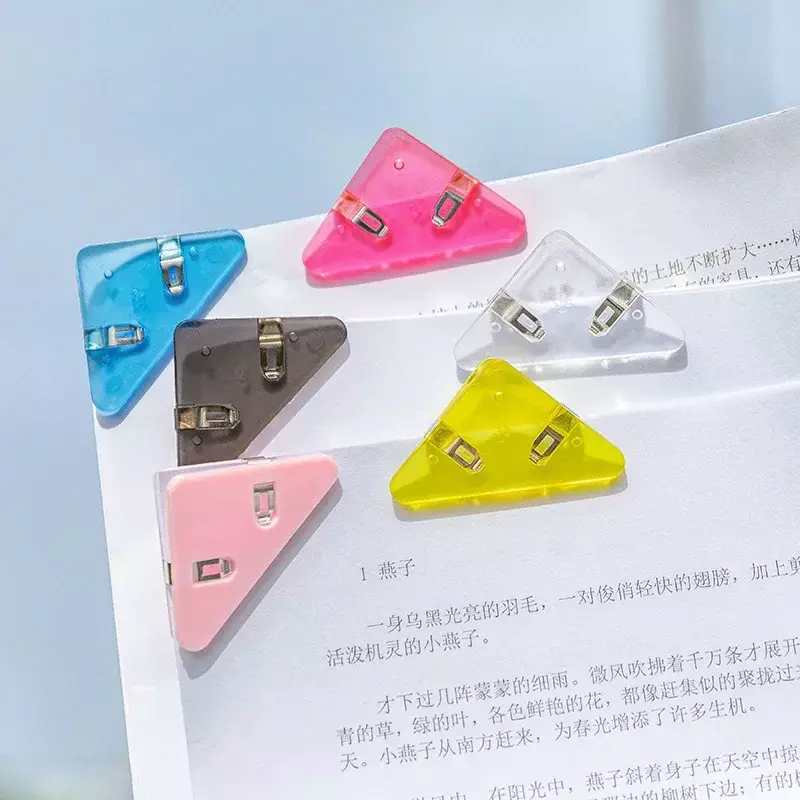 10pcs Paper Clip Triangle Corner Clips Kawaii Page Holder File Index Photo Clamp Korean Stationery Office School Desk Organizer