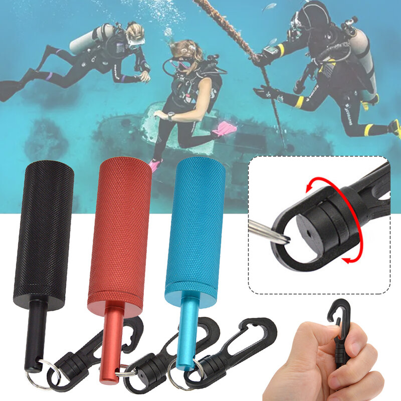Scuba Rattle Stick Scuba Diving Safety Tank Rattle Stick with 360° Rotating Quick Hook Aluminum Alloy Scuba Diving Accessories