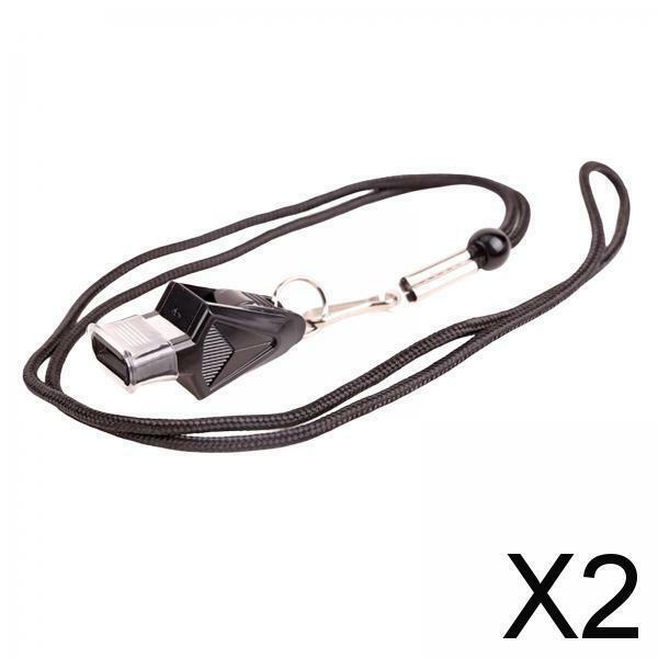 2xSports Whistles with Lanyard Referee Whistle for Survival Outdoor Black