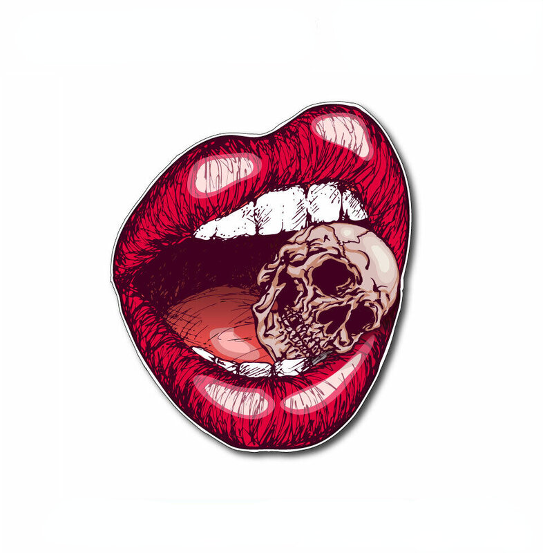 Lips with Skull Head Sticker Bumper Sticker , Skate , Sticker , Bike, Window, Vinyl Decal