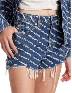 Women's Denim Shorts 2023 Summer Fashion High Waist Letter Print Loose Fringed Fringe Net Red Same Retro Ladies Wide Leg Shorts
