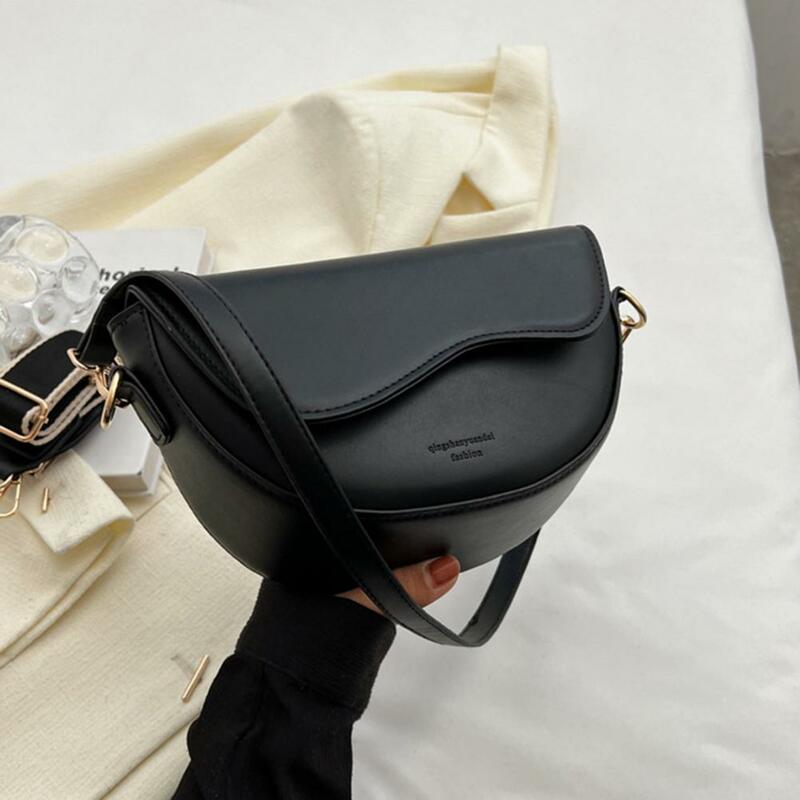 Bolsa tiracolo de couro falso para mulheres, Bolsa de ombro elegante com alça ajustável, Material impermeável para pendulares, Design retrô