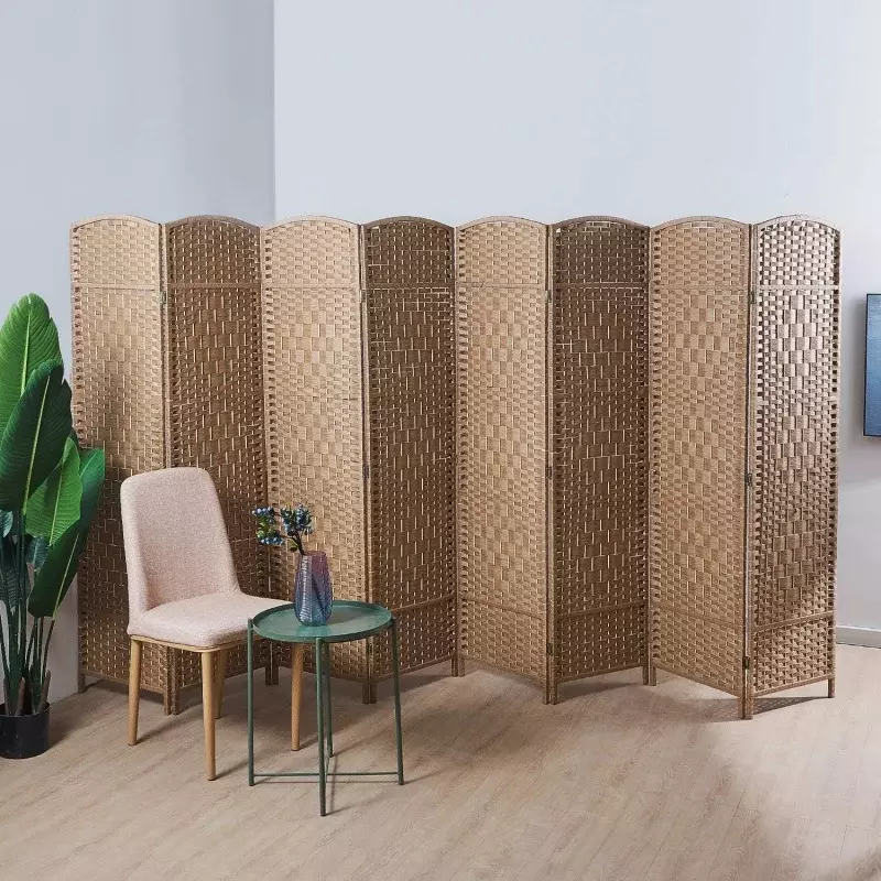 Room Divider and Folding Privacy Screen, Tall - Extra Wide Foldable Panel Partition Wall Divider with Diamond Double-Weaved & 8