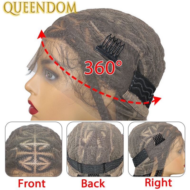 Heart Part Braided Synthetic Wig for African Women 36 Inch Full Lace Knotless Box Braiding Wig Jumbo Cornrow Braid Goddess Wigs