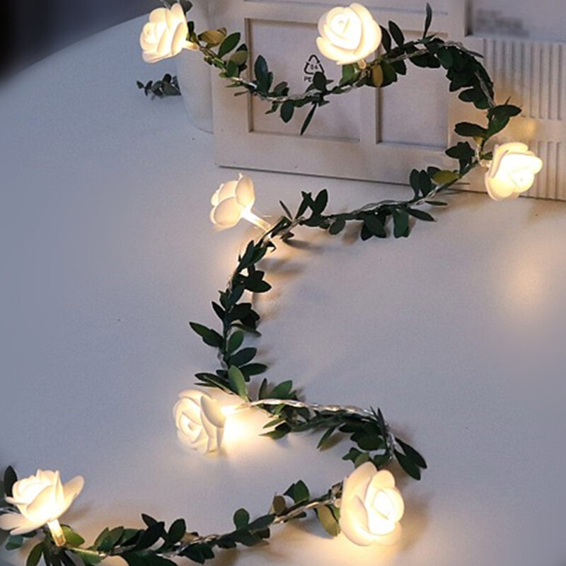 10/20/40leds rose vine led fairy string lights สำหรับงานแต่งงานวันวาเลนไทน์งานปาร์ตี้ garland decor แบตเตอรี่ powered