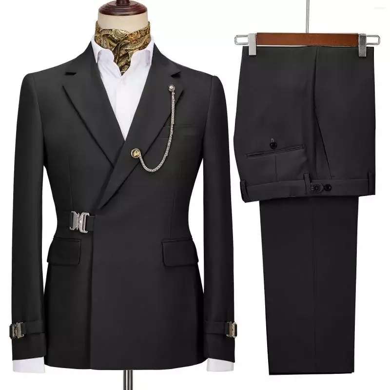 Chaqueta de diseñador italiano para hombre, traje ajustado, 2 piezas, con solapa, para fiesta y boda