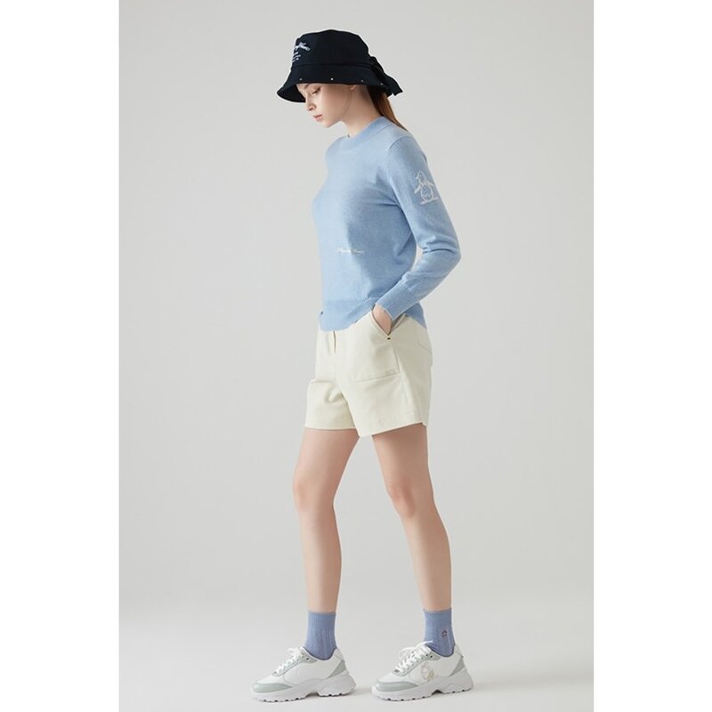 Camisola de malha versátil para mulheres, camisola desportiva New Spring Trend Golf vestuário, requintado e luxuoso, design simples