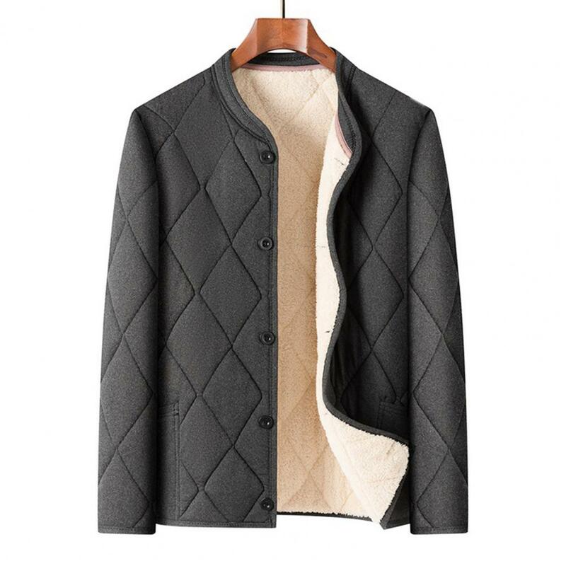 Jednorzędowa męska odzież wierzchnia pogrubiona bawełniana kurtka z pikowana płaszcz z podszewką dla mężczyzn ciepła zimowa odzież wierzchnia