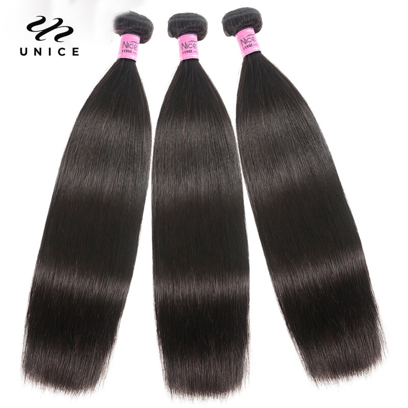 Unice Haar Steil Braziliaanse Haar Weave Bundels 1 Bundel 100% Menselijk Haar Natuurlijke Kleur Remy Hair Extension