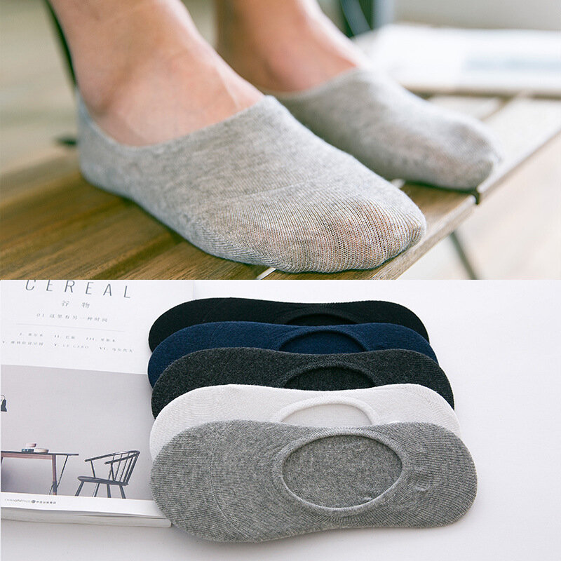 Calcetines tobilleros invisibles para hombre, calcetín antideslizante de fibra de bambú, silicona, primavera y verano, 1 par