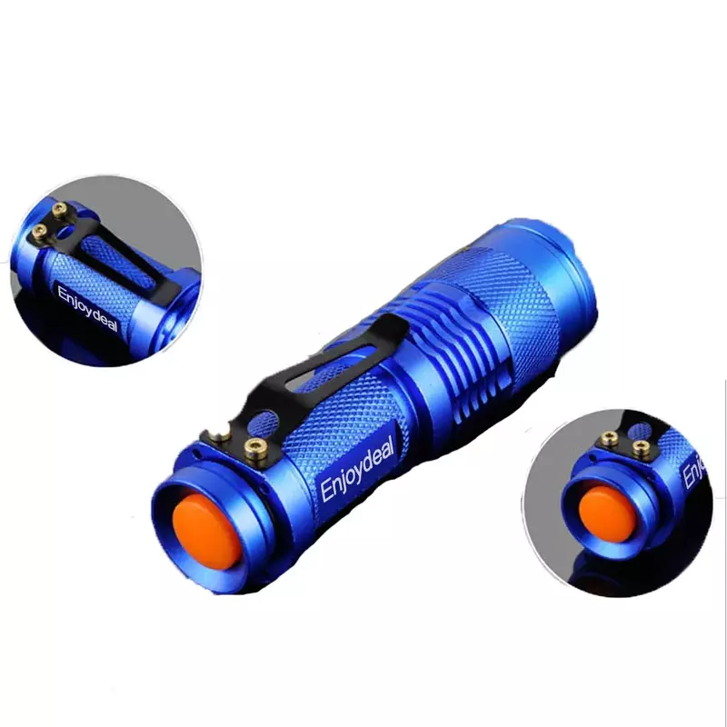 1200 Lumen Mini pocket LED flashlight lanterna Camping Hiking emergency Torch Adjustable Zoom Focus with Clip for Night Light