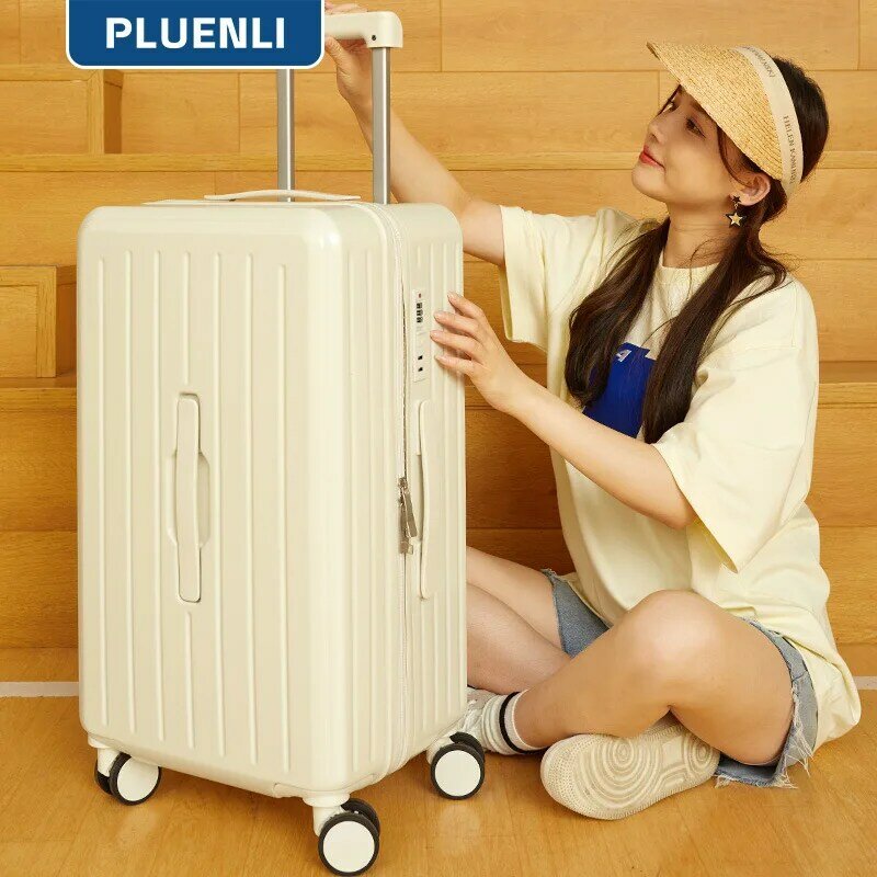 Pluenli กระเป๋าเดินทางที่ดูดีมีล้อลากขนาดใหญ่สำหรับผู้หญิงกระเป๋าเดินทางนักศึกษาใหม่ปิดเสียงได้