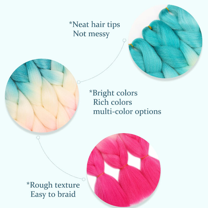 Волосы с синтетическими косичками градиентного цвета, высококачественные прочные длинные косички для женщин и девушек, модный парик без клея для повседневного использования