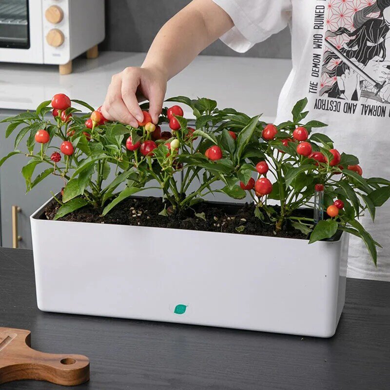 Gewächshaus Kunststoff Blumentopf Hydrokultur System Pflanzen Gemüse Selbst Bewässerung Quadratischen Topf Indoor Dekorative Pflanzer für Pflanzen