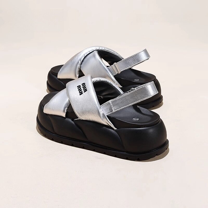 Sandalias deportivas romanas para mujer, zapatos de playa con suela gruesa y correa cruzada, de alta gama, a la moda, novedad de verano, 2024