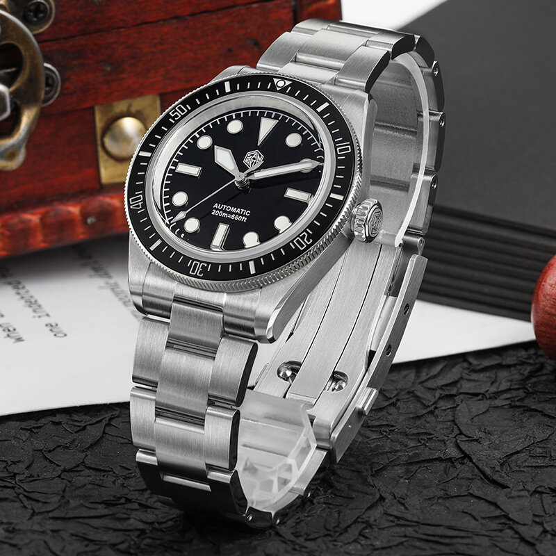 San martin bb58 6200-メンズ腕時計,限定版,自動巻き,メカニカル腕時計,高級ブランド,サファイア20バー,発光,nh35