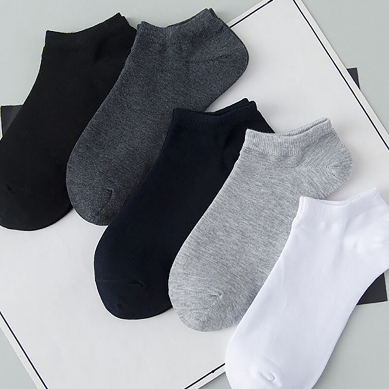 10 paires de chaussettes d'été pour hommes d'affaires, en coton, noires, bateau, décontractées, courtes, blanches