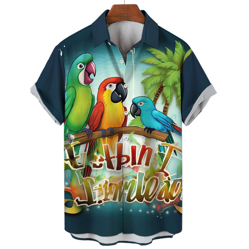 남성용 하와이안 셔츠, 해변 휴가 반팔 상의, 캐주얼 남성 블라우스, 패션 의류 XL, 여름