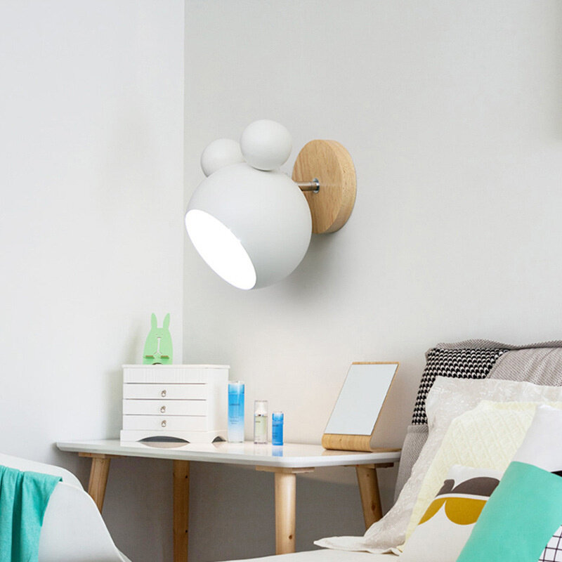Новинка креативная светодиодная настенная лампа с железным абажуром деревянное освещение прикроватный светильник для детской комнаты коридора скандинавский настенный светильник