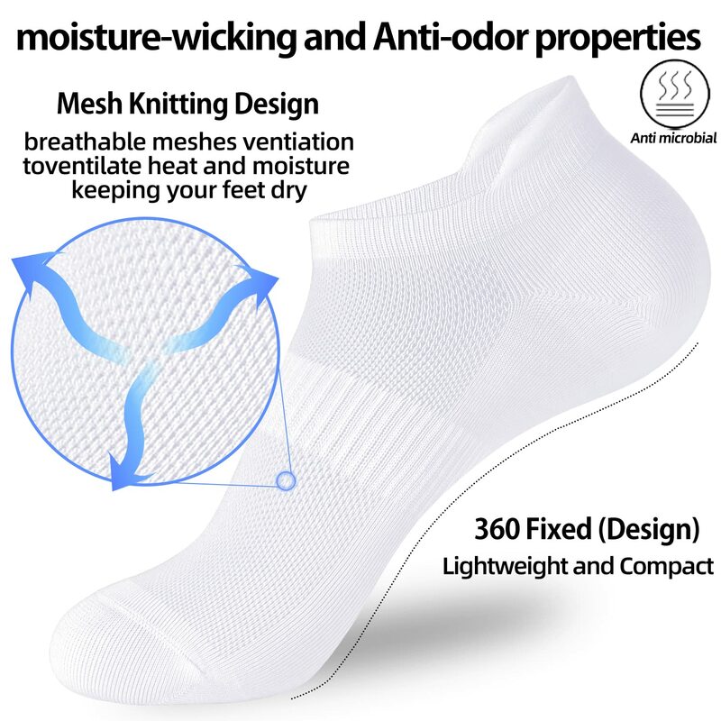5/10 pairs of ankle sports running socks white soft thin low top short film men's and women's socks