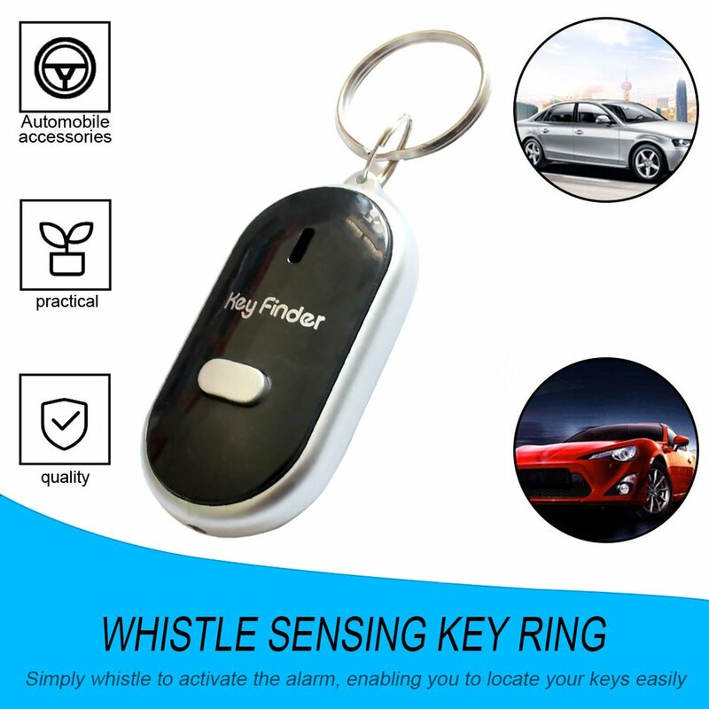 Anti-Lost Key Finder Smart Find Locator Keychain Whistle Beep Sound Control LED Torch Portable Car Key Finder With Key Ring