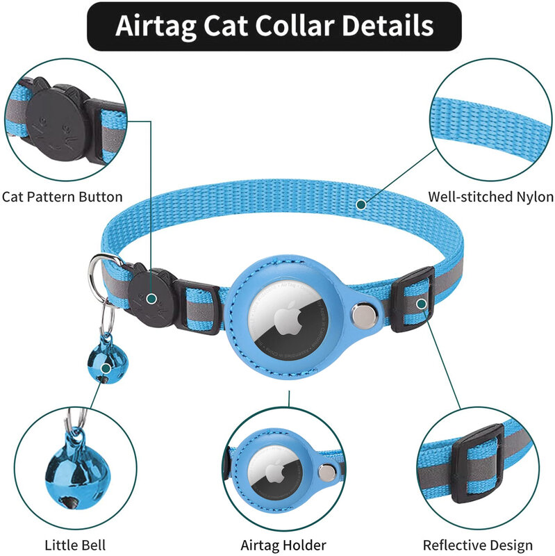 Collar localizador de mascotas para Apple Airtag, protector antipérdida, campana reflectante para gato