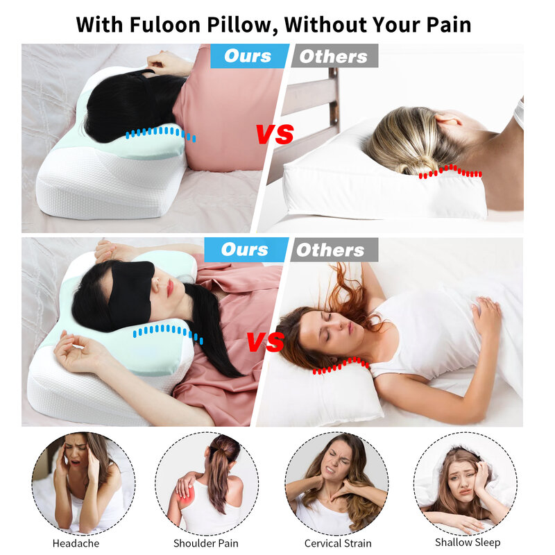 Cervical Memory Foam Pillow Contour Pillows for Neck and Shoulder Pain Ergonomic Orthopedic Pillow for Side Back Stomach Sleeper