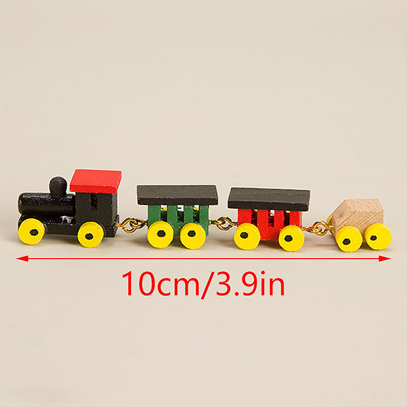 1:12 миниатюрный цветной поезда для кукольного домика, Деревянный Цветной поезда «сделай сам», Рождественская модель для дома, декоративная игрушка, аксессуары для кукольного домика