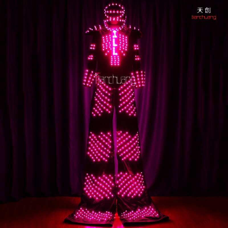 Traje de Robot con luz LED, Traje de andador con zancos, ropa para eventos, Kryoman